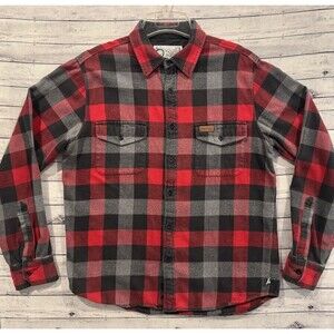 PENFIELD Mens Heavyweight Flannel Shirt Sz L Red Plaid LS Outdoor Trail Hike